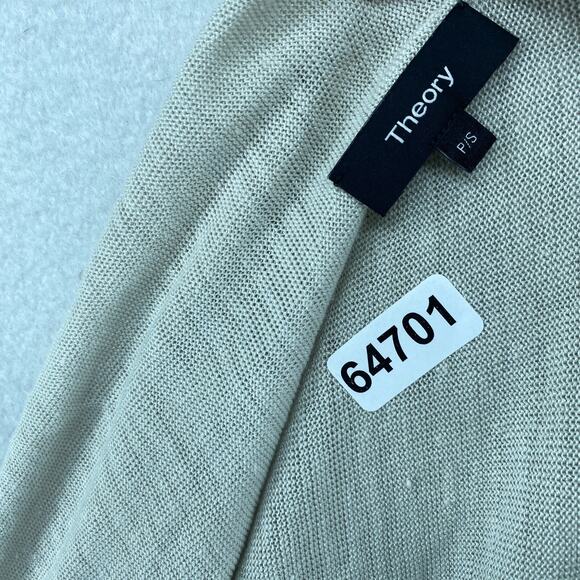 THEORY Cardigan Womens PS Linen Blend Long Curved Shawl Open Front Dolman Gray - Picture 10 of 10